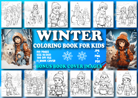 100 Pages Winter Coloring Book for Kids