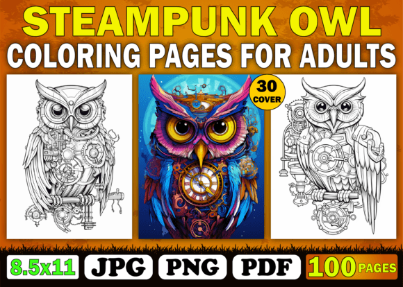 100 Steampunk Owl Coloring Pages Adults: A Creative and Practical Resource for Artists and Enthusiasts