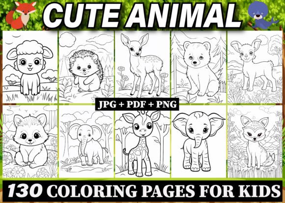 130 Cute Animal Coloring Pages for Kids