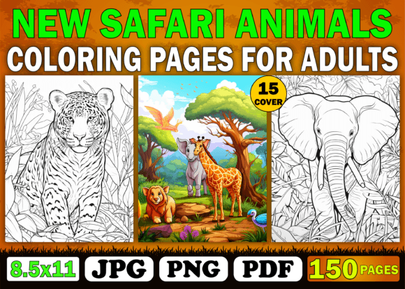 150 Safari Animal Coloring Book for Adults