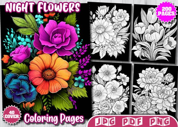 200 Night Flower Coloring Book for Adult: A Creative Escape for All