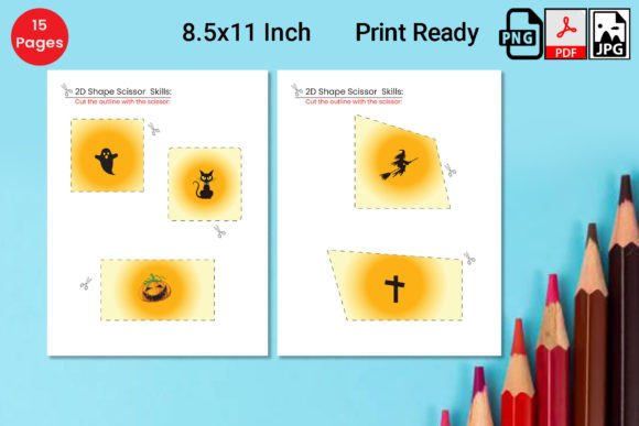 2D Shape Halloween Scissor Skill Vol-1
