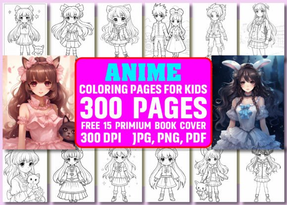 300 Anime Coloring Pages for Kids