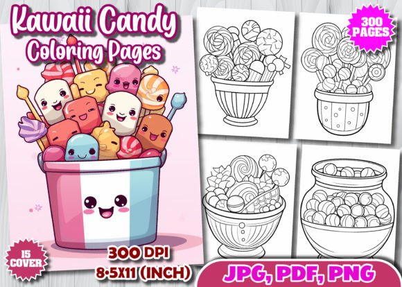 300 Kawaii Candy Coloring Pages for Kids – A Creative Adventure for Young Artists