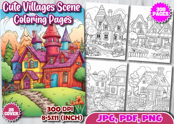 300 Villages Scene Adult Coloring Pages: A Creative Escape for All Ages