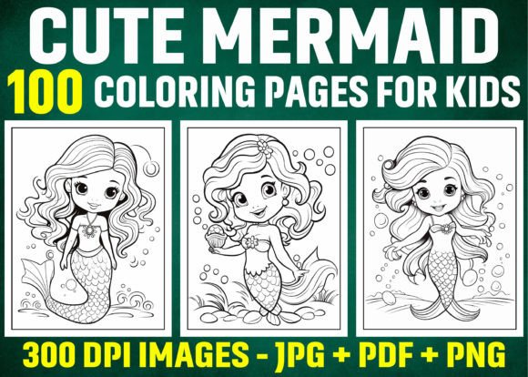 Cute Mermaid Coloring Pages for Kids