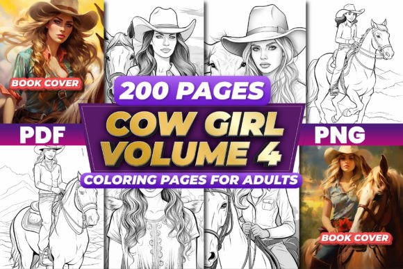 Exploring the Creative Potential of Cow Girl Coloring Pages Volume - 4