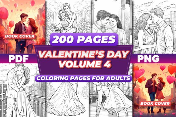 Exploring the Depth of Valentine's Day Coloring Pages Vol - 4 for Adult Creativity and Commercial Use
