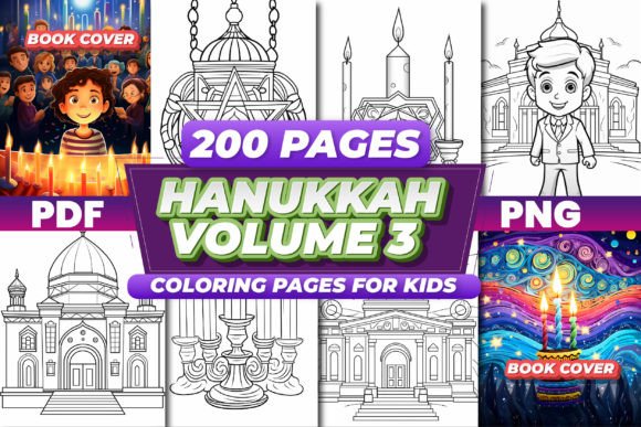 Hanukkah Coloring Pages for Kids Vol 3