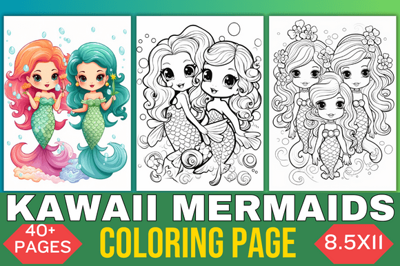 Kawaii Mermaids Coloring Page – A Closer Look at This Digital Printable