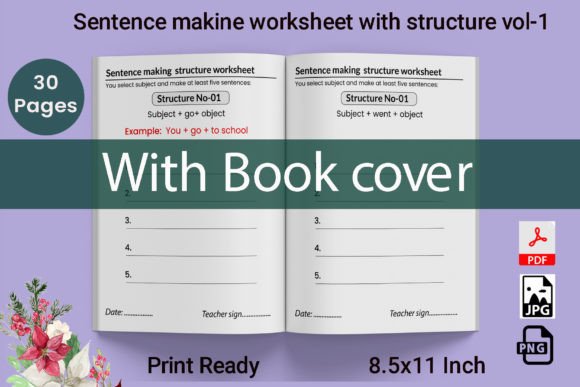 Sentence Making Structure Worksheet V-1 and Sight Word Practice Worksheets for Kids
