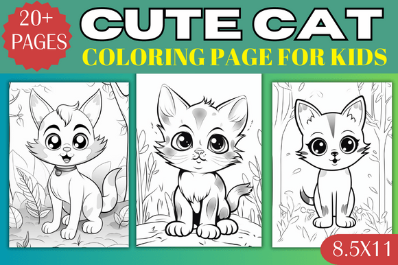 Sweet Cat Coloring Pages for Kids