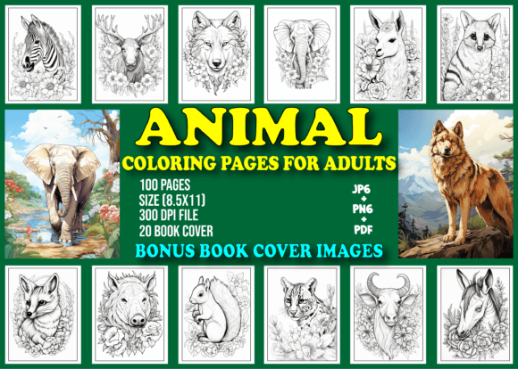 Wild Kingdom Wonders: Adult Animal Coloring Pages for Relaxation